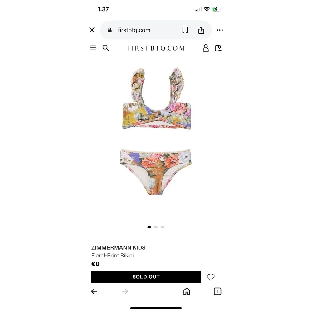 Zimmermann Kids Girls Youth Floral Bikini Top Size 8
